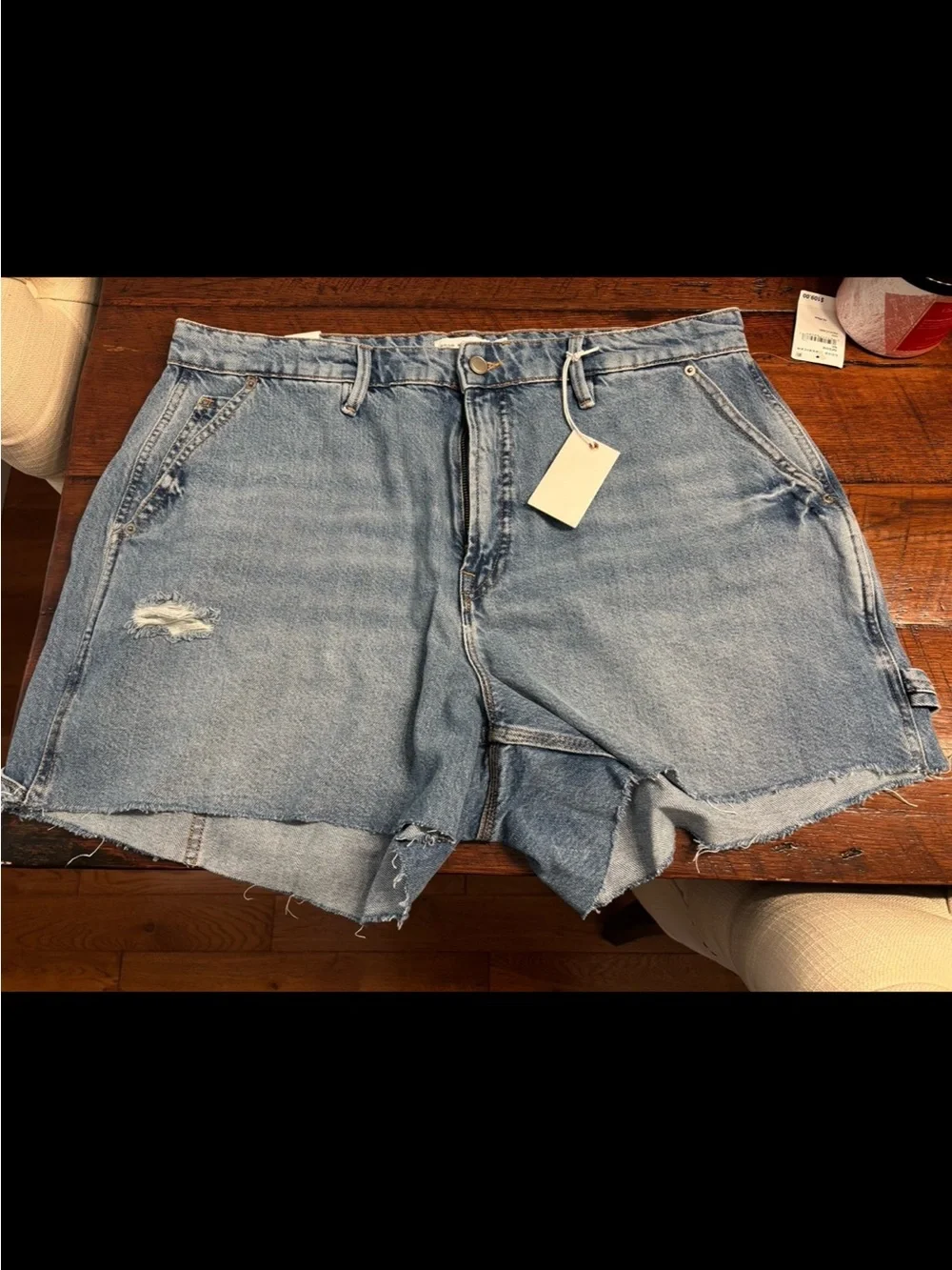 Good American Light Blue High-Rise Denim Shorts